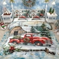 thumbnail image 1 of Manfei Happy New Year 7-Piece Bedding Comforter Set for Teens, Winter Christmas Plant King Bedding Sets, Rustic Lodge Cabin Reversible Bed Sheets, Luxury Bedroom Decor, 1 of 8