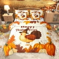 thumbnail image 1 of Manfei Happy Thanksgiving 7-Piece Twin Bedding Sets,Cute Turkey Bedding Comforter Set,Rustic Pumpkin Maple Sheet Sets For Girl Kids,Luxury Bedroom Decor Reversible, 1 of 8