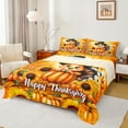 thumbnail image 1 of Manfei Happy Thanksgiving Turkey Queen Sheet Sets,Fall Flower Sunflower Flat Sheet,Autumn Pumpkin Queen Fitted Sheet For Teens,Microfiber Bedroom Decor,4-Piece, 1 of 7