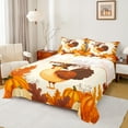 thumbnail image 1 of Manfei Happy Thanksgiving Twin Sheet Sets,Cute Turkey Twin Fitted Sheet,Rustic Pumpkin Maple Flat Sheet For Girl Kids,Luxury Bedroom Decor,3 Pieces, 1 of 7