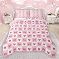thumbnail image 1 of Manfei Happy Valentine'S Day Bedding Comforter Set,Cute Bowtie Bow Twin Comforter Sets,Pink Loves Print Bedding Set For Girls Kids,Ultra Soft Home Decor Reversible,2pcs, 1 of 8
