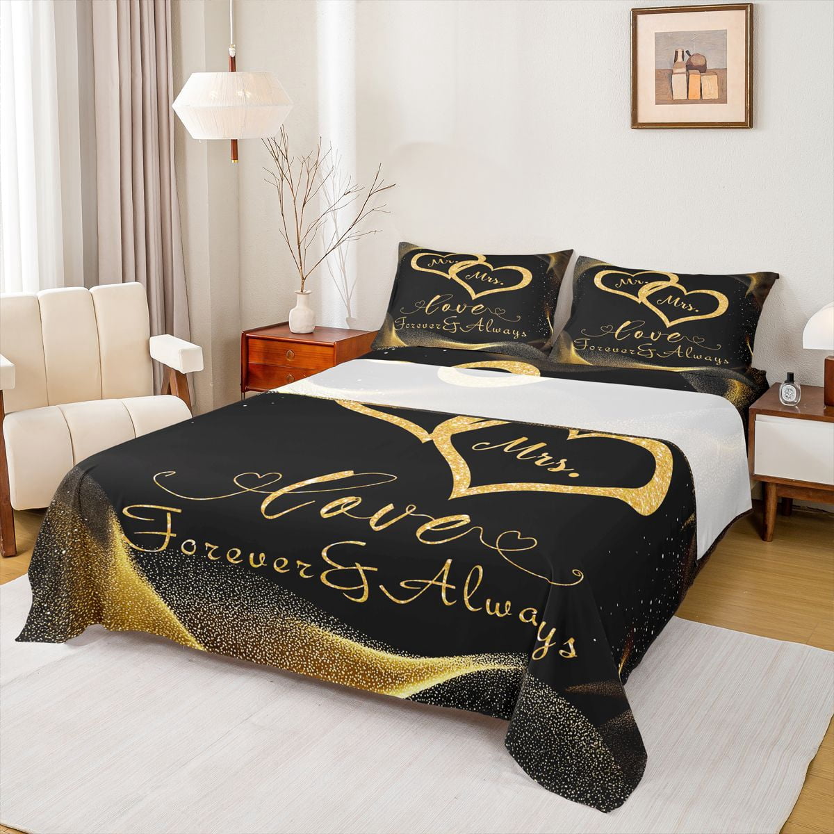 Manfei Happy Valentine'S Day Full Size Sheets,Cute Herat Print Bed ...
