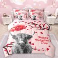 thumbnail image 1 of Manfei Happy Valentines Day 7pcs Bedding Comforter Set,Gray Highland Cow Queen Bedding Sets,Red Loves Pattern Queen Sheet Sets For Adults,Microfiber Bedroom Decor Reversible, 1 of 8