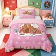 thumbnail image 1 of Manfei Happy Xmas Twin Comforter Sets,Cute Christmas Present Bedding Set,Pink Reversible,2-Piece,1 Comforter and 1 Pillowcase, 1 of 7