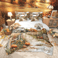 thumbnail image 1 of Manfei Harvest Pumpkin Bedding Comforter Set 7pcs, Rustic Farmhouse Full Bedding Set, Countryside Lodge Cabin Fitted Sheet Flat Sheet, Lightweight Room Decor, 1 of 8