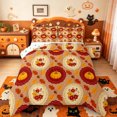 thumbnail image 1 of Manfei Harvest Season Full Size Comforter Sets,Orange Pumpkin Maple Leaf Bedding Comforter Set,Polkadot Reversible,3 Pieces,1 Comforter and 2 Pillowcases, 1 of 7
