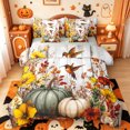 thumbnail image 1 of Manfei Harvest Season Hummingbird 7-Piece Twin Bedding,Farmhouse Pumpkin Bedding Comforter Set,Light Gray Reversible, 1 of 7
