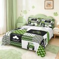 thumbnail image 1 of Manfei Harvester Excavator Bed Sheets,Geometric Waves Striped King Sheets,Green Patchwork Grid Sheet Set For Kids,Ultra Soft Home Decor,4-Piece, 1 of 7