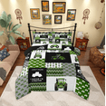 thumbnail image 1 of Manfei Harvester Excavator Bedding Comforter Set,Geometric Waves Striped Twin Comforter Sets,Green Patchwork Grid Bedding Set For Kids,Ultra Soft Home Decor Reversible,2-Piece, 1 of 8