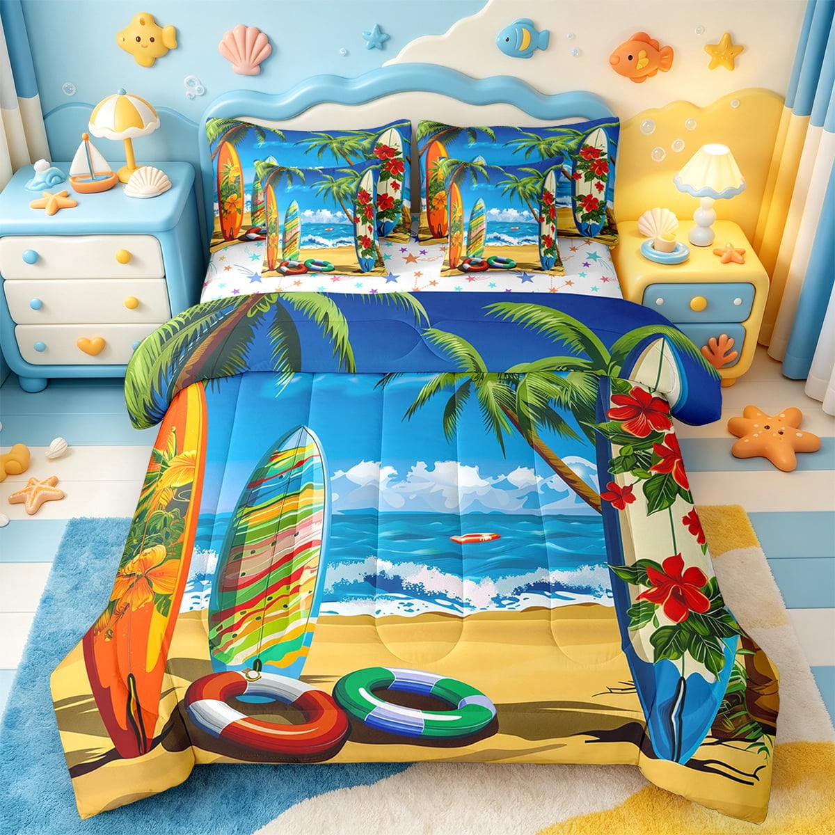 その他 WTW  2020 BEACH SET Manfei Hawaii Beach Bedding Sets Twin Size,Ocean Sea Beach