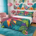 thumbnail image 1 of Manfei Hawaiian Leaves King Sheets 4pcs,Tropical Botanical Plants Bedding,1 Flat Sheet,1 Fitted Sheet and 2 Pillowcases, 1 of 6
