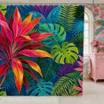 thumbnail image 1 of Manfei Hawaiian Leaves Shower Curtain 72Wx84L,Tropical Botanical Plants Bathroom Shower Curtain, 1 of 6