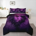 thumbnail image 1 of Manfei Heart Print Flower Queen Comforter Set,Spider Webs Bedding Sets,Puprle Black Bedding Comforter Set For Girls,Microfiber Bedroom Decor Reversible,3-Piece, 1 of 8