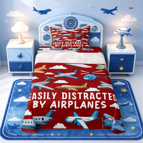 Manfei Helicopter Design Twin Sheets,Aircraft Theme Bedding,1 Flat ...