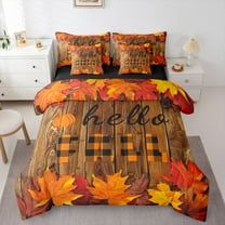Manfei Hello Fall 7-Piece Twin Bedding Sets,Autumn Fall Maples Bedding Comforter Set,Old Barn Door Sheet Sets For Children,Breathable Home Decor Reversible