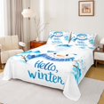 thumbnail image 1 of Manfei Hello Winter Queen Sheet Sets,Cartoon Xmas Snowman Flat Sheet,White Blue Queen Fitted Sheet For Girls Kids,Breathable Home Decor,4-Piece, 1 of 7