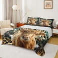 thumbnail image 1 of Manfei Highland Cattle Twin Sheet Sets, Brown Leopard Print Twin Fitted Sheet, Farm Animal Theme Flat Sheet, Luxury Bedroom Decor 3pcs, 1 of 7