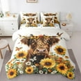thumbnail image 1 of Manfei Highland Cow 7-Piece Twin Bedding Sets,Floral Sunflower Bedding Comforter Set,Flying Butterfly Breathable Sheet Sets,Microfiber Teenager Bedroom Decor,Reversible, 1 of 8
