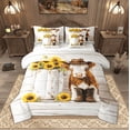 thumbnail image 1 of Manfei Highland Cow Bedding Comforter Set 7 Pieces, Chic Sunflower Blossom Queen Bedding Sets, Cowboy Boots Barn Door Queen Sheet Sets Lightweight Room Decor, 1 of 8