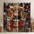 thumbnail image 1 of Manfei Highland Cow Black Out Curtains for Kids, Merry Christmas Curtains Pack of 2 (42x63 Each), Rustic Farmhouse Bedroom Curtains, Black Out Curtains Decor, 1 of 6