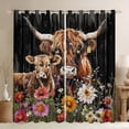 thumbnail image 1 of Manfei Highland Cow Black Out Curtains for Teens Adults,Chic Floral Flower Curtains Pack of 2 (42x63 Each),Western Farmhouse Bedroom Curtains,Ultra Soft Home Decor, 1 of 6