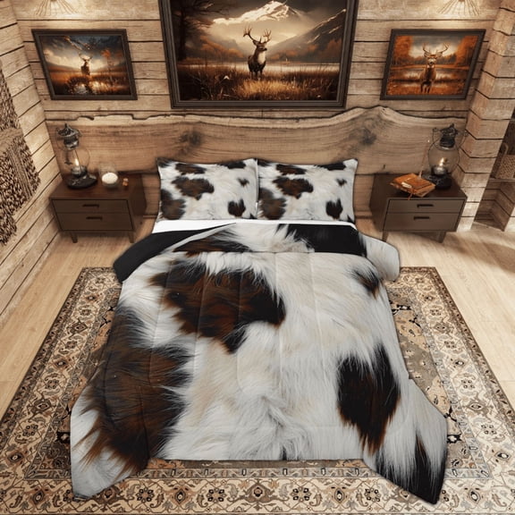 Feelyou Highland Cow Print Bedding Comforter Set, Western Fashion Twin Comforter Sets, Teens Adult Bedding Set, Ultra Soft Room Decor, 2 Piece