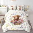 thumbnail image 1 of Feelyou Highland Cow Twin Bedding Sets 7-Piece, Farmhouse Floral Flower Bedding Comforter Set, Kawaii Farm Animal Sheet Sets, Microfiber Room Decor, 1 of 7