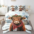 thumbnail image 1 of Manfei Highland Cow Twin Bedding Sets 7-Piece for Kid, Rustic Christmas Animal Bedding Comforter Set, Farmhouse Cabin Reversible Sheet Sets, Microfiber Bedroom Decor, 1 of 7