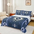 thumbnail image 1 of Manfei Hippie Aztec Adult Full Size Sheets, Rustic Tribal Mandala Bed Sheets, Blue Stripes Abstract Sheet Sets, Breathable Home Decor, 4 Pieces, 1 of 6