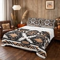 thumbnail image 1 of Manfei Hippie Aztec Geometric Queen Sheets, Southwestern Queen Sheet Sets, Brown, Black and White, Reversible 4 Pieces1 Flat Sheet + 1 Fitted Sheet + 2 Pillowcases, 1 of 6