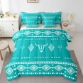 thumbnail image 1 of Feelyou Hippie Aztec Print Bedding Comforter Set 7pcs, Dark Turquoise Geometric Queen Bedding Sets, Bohomian Style Queen Sheet Sets, Lightweight Bedroom Decorative, 1 of 7