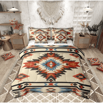 Manfei Hippie Aztec Teens Twin Bedding Sets 7-Piece, Western Bohemian Abstract Bedding Comforter Set, Tribal Hippie Style Reversible Sheet Sets, Super Cozy Room Decor