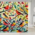 thumbnail image 1 of Manfei Hippie Bird Shower Curtain 72Wx72L, Cartoon Rainbow Leaf Bathroom Curtain, Yellow Teal, 1 of 5