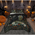 thumbnail image 1 of Manfei Hippie Black Crow Bedding Comforter Set for Kids, Rustic Groovy Floral Twin Comforter Sets, Tribal Bohemian Style Reversible Bedding Set, Super Cozy Room Decor, 2-Piece, 1 of 9