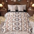 thumbnail image 1 of Manfei Hippie Bohemian Triangle Bedding Comforter Set 7pcs, Rustic Mandala Aztec Queen Bedding Sets, Old Fashion Style Reversible Queen Sheet Sets, Luxury Bedroom Decor, 1 of 7