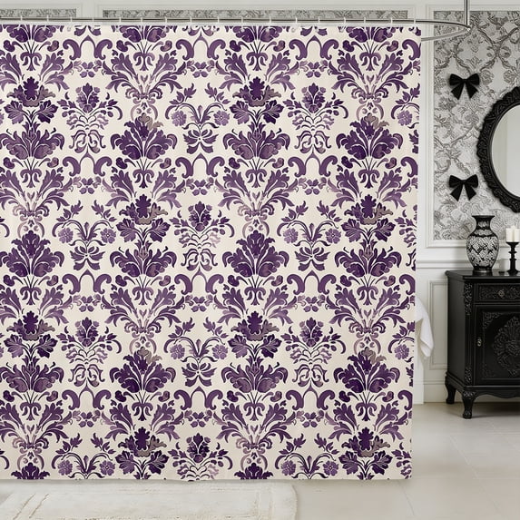 Manfei Hippie Damask Shower Curtain 72Wx72L,Exotic Style Bathroom Curtain