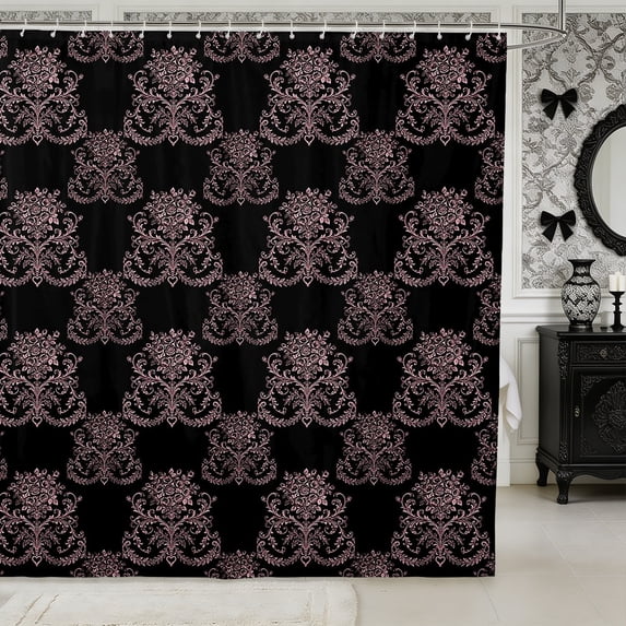 Manfei Hippie Damask Shower Curtain 72Wx84L,Exotic Style Bathroom Shower Curtain