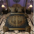 thumbnail image 1 of Manfei Hippie Dragon Bedding Comforter Set, Bohemian Mandala King Bedding Sets, Black Gold Aesthetic Bed Sheets, Ultra Soft Home Decor Reversible 7 Pieces, 1 of 8
