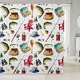 thumbnail image 1 of Manfei Hippie Fishing Gear Shower Curtain 72Wx84L, Outdoor Adventure Bathroom Shower Curtain, White, 1 of 5