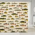 thumbnail image 1 of Manfei Hippie Freshwater Fish Shower Curtain 72Wx72L, Wildlife Bathroom Curtain, Cream, 1 of 5