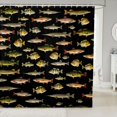 thumbnail image 1 of Manfei Hippie Freshwater Fish Shower Curtain 72Wx78L, Wildlife Bath Curtain, Black, 1 of 5