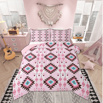 Manfei Hippie Geometric Aztec Bedding Comforter Set, Tribal Western Bohemian Twin Comforter Sets, Mandala Theme Reversible Bedding Set, Microfiber Bedroom Decor, 2-Piece