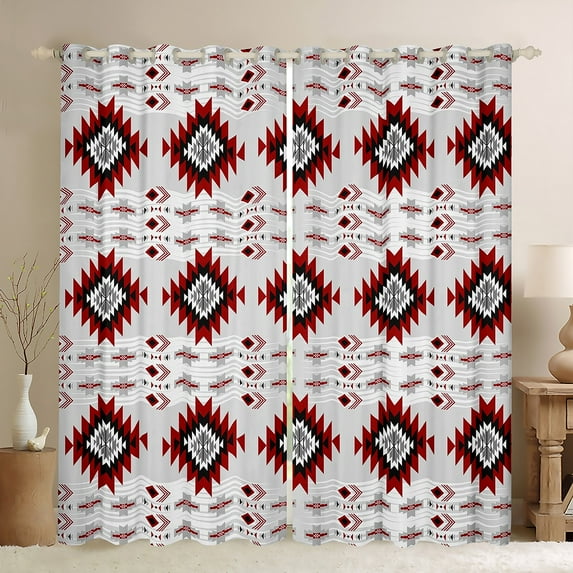 Manfei Hippie Geometric Aztec Blackout Curtains Set of 2 (52x84 Each), Tribal Western Bohemian Window Curtains, Mandala Theme Curtains and Drapes, Window Curtains Home Decor