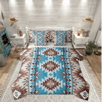 Manfei Hippie Geometric Aztec Twin Bedding Sets 7-Piece, Tribal Western Bohemian Bedding Comforter Set, Mandala Theme Reversible Sheet Sets, Lightweight Room Decor