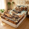 thumbnail image 1 of Manfei Hippie Lizard Zipper Full Size Comforter Sets with Fitted Sheet and 2 Pillowcases, Tropic Desert Animal Zipper Bedding Set, Brown Orange, Black Reversible, 4pcs, 1 of 7