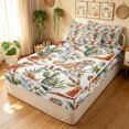 thumbnail image 1 of Manfei Hippie Lizard Zipper Queen Comforter Set with Fitted Sheet and 2 Pillowcases, Bohemian Western Cactus Zipper Bedding Set, White Tan, Reversible, 4 Pieces, 1 of 7