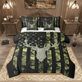 thumbnail image 1 of Manfei Hippie Moose Silhouette Bedding Comforter Set 7 Pieces, Camo American Flag Queen Bedding Sets, Grunge Black Green Queen Sheet Sets, Luxury Bedroom Decor, 1 of 8