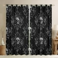 thumbnail image 1 of Manfei Hippie Sugar Skull Blackout Curtains Set of 2 (52x84 Each), Bohemian Damask Floral Window Curtains, Halloween Themed Curtains and Drapes, Luxury Bedroom Decor, 1 of 6