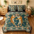 thumbnail image 1 of Manfei Hippie Tiger Twin Bedding, Funny Animals Bedding Comforter Set, Teal Sage, Black Reversible, 7 Pieces, 1 of 6