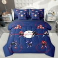 thumbnail image 1 of Manfei Hockey Ball Game 7-Piece Bedding Comforter Set,Sport Gamer King Bedding Sets,Red Blue Bed Sheets For Boys Teens,Super Cozy Room Decor Reversible, 1 of 8
